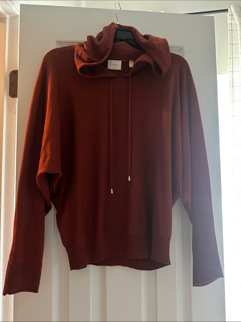Cyrus Women's Burnt Orange Hooded Pullover Sweater
